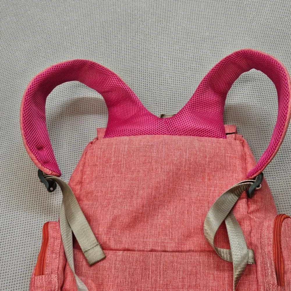 Disney Minnie Mouse Backpack Coral Pink Diaper Bag‎ Travel Organizer Insulated